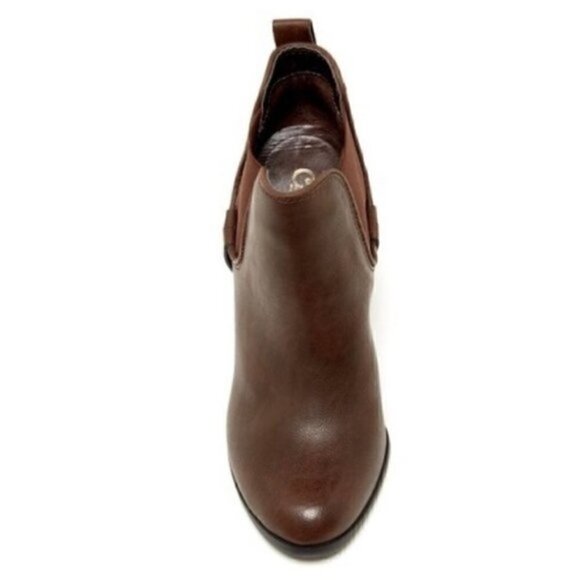 Carlos by Carlos Santana Devon Ankle Booties 11 Stacked Block Heel Brown Pull On - Picture 5 of 13
